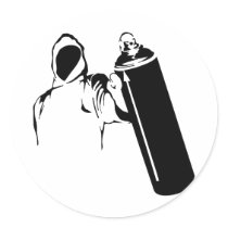 Graffitiverfasser mit Spraydosen-Schablone sticker by armymonster Graffitiverfasser mit Spraydosen-Schablone sticker