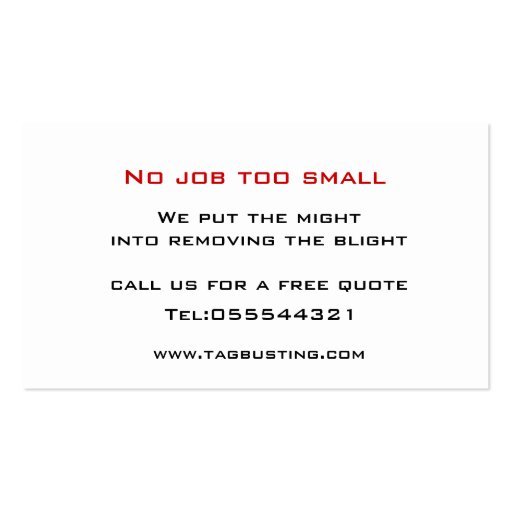 Graffitit removal business card (back side)