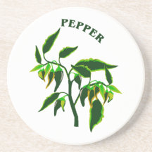 Gráfico de la planta verde de la pimienta con pimi posavasos cerveza