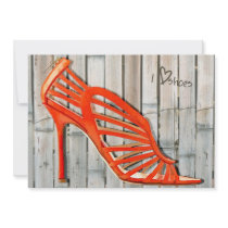 Grafitti Orange Cage Stilettos Personalized Invitation