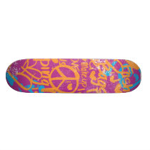 Grafitti Orange, Purple Damask skateboards