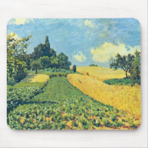 Grain fields on the hills of Argenteuil by Sisley Mousepads