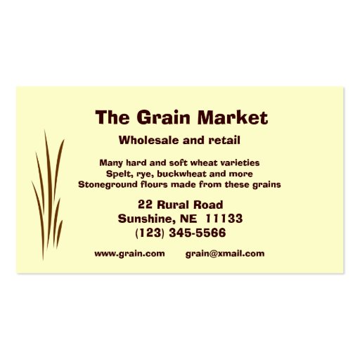 Grain Market Business Cards (back side)