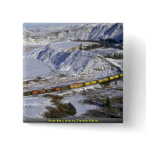 Grain train, Alberta, Canada Winter Pinback Button