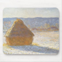 Grainstack in Morning, Snow Effect by Claude Monet Mousepad