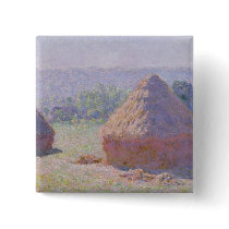 Grainstacks at the end of the Summer Pinback Button