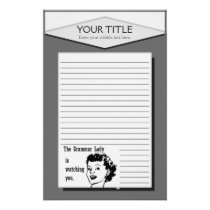Grammar Lady is Watching You Lined Stationery