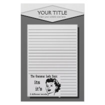 Grammar Lady Its & It's Lined Stationery