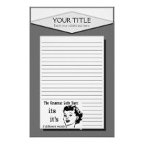 Grammar Lady Its & It's Lined Stationery