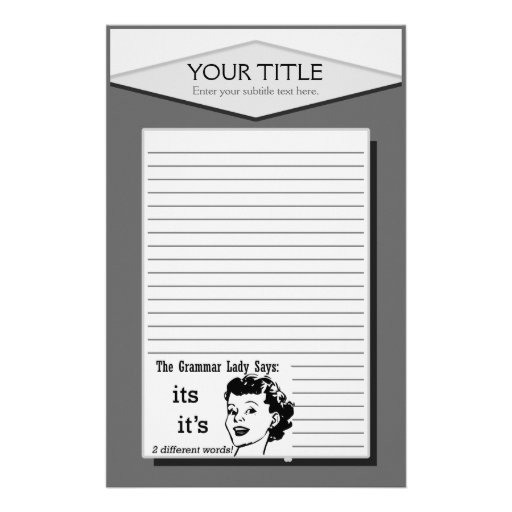 Grammar Lady Its & It's Lined Stationery