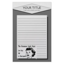Grammar Lady Say No to Chatspeak Lined Stationery