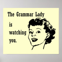 Grammar Lady Watching Postcards Print