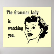 Grammar Lady Watching Postcards Print