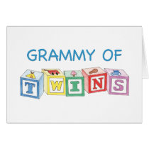  Grammy of Twins Blocks Greeting Cards