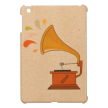 gramphone vintage colorful music splashes brown iPad mini case