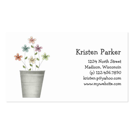 Gram's Garden · Flowers in Bucket Business Card Template (front side)