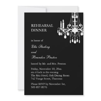 Grand Ballroom Rehearsal Dinner Invitation (black) zazzle_invitation