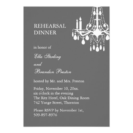 Grand Ballroom Rehearsal Dinner Invitation (gray)