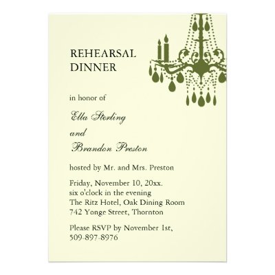Grand Ballroom Rehearsal Dinner Invitation (green)