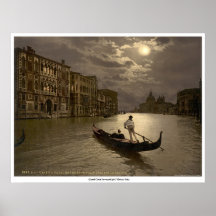 Grand Canal by moonlight, Venice, Italy Print