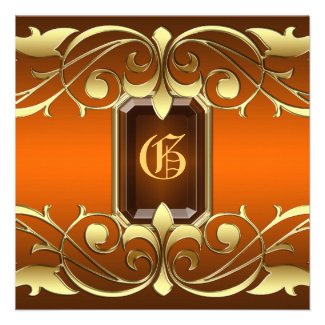 Grand Duchess Amber Jewel Gold Regency Invitation