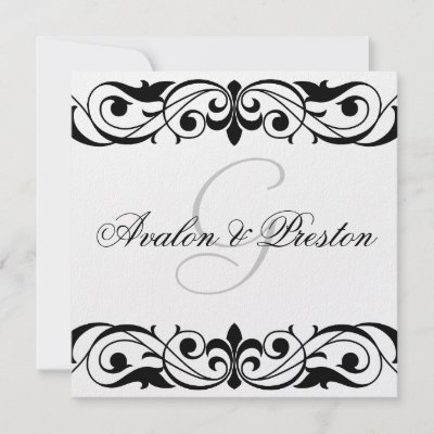 Grand Duchess Black And White Scroll Invitation