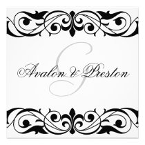 Grand Duchess Black And White Scroll Invitation