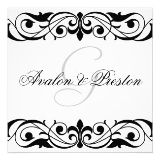 Grand Duchess Black And White Scroll Invitation 