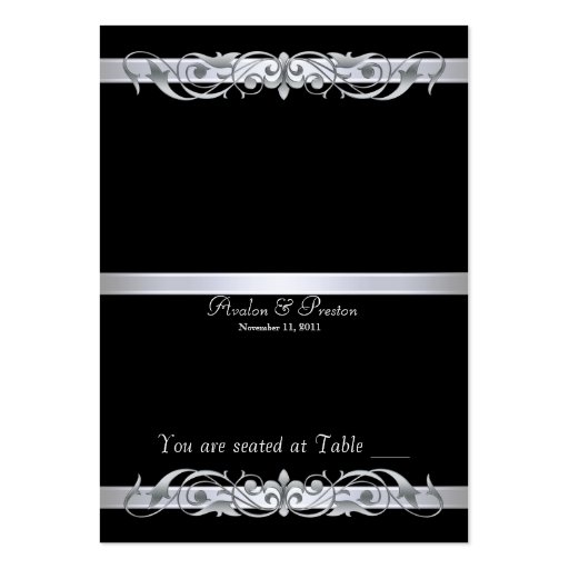 Grand Duchess Black Folding Table Placecard Business Card Templates (front side)