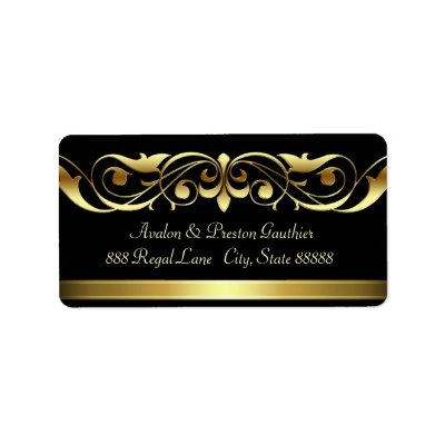 Grand Duchess Black Gold Scroll Address Labels