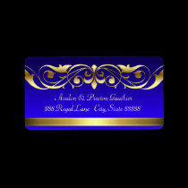 Grand Duchess Blue Gold Scroll Address Labels labels