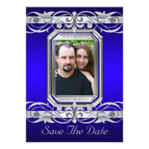 Grand Duchess Blue Save The Date Silver Invitation
