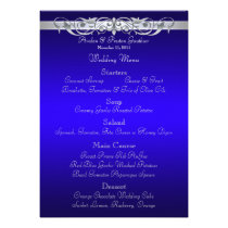 Grand Duchess Blue Scroll Wedding Menu Invitations