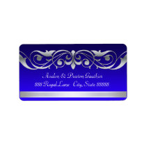 Grand Duchess Blue Silver Scroll Address Labels
