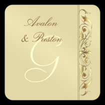 Grand Duchess Faux Gold Scroll Monogram Sticker stickers