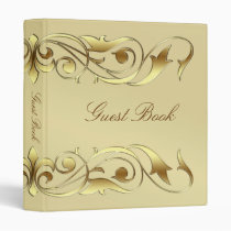 Grand Duchess Gold Metal Scroll Guest Book Vinyl Binder