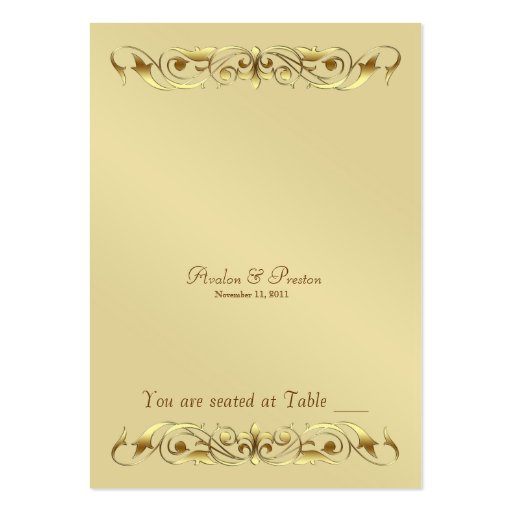 Grand Duchess Gold Metal Scroll Table Placecard Business Card Templates (front side)