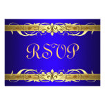 Grand Duchess Gold Scroll Blue RSVP Card Invitations