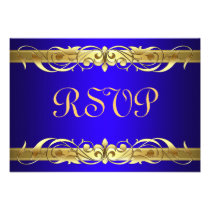 Grand Duchess Gold Scroll Blue RSVP Card Invitations