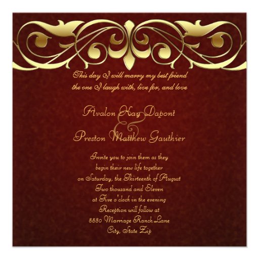 Grand Duchess Gold Scroll Leather Invitation