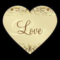 Grand Duchess Gold Scroll Love Heart Stickers stickers