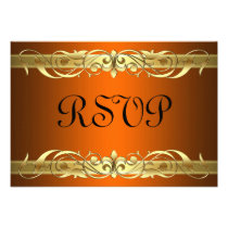 Grand Duchess Gold Scroll Orange RSVP Card Invitations