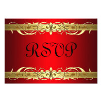 Grand Duchess Gold Scroll Red RSVP Card Personalized Invitation