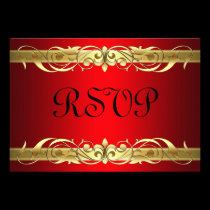 Grand Duchess Gold Scroll Red RSVP Card invitations