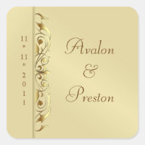 Grand Duchess Gold Scroll Save The Date Sticker