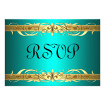 Grand Duchess Gold Scroll Teal RSVP Card Custom Invites