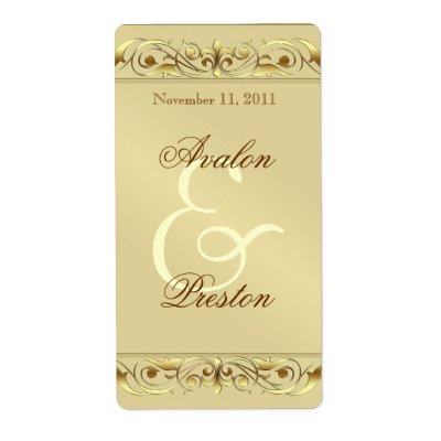 Grand Duchess Gold Scroll Wine Wedding Label