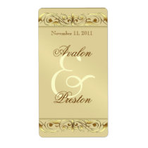 Grand Duchess Gold Scroll Wine Wedding Label