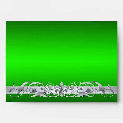 Grand Duchess Green Silver Scroll Envelope