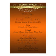 Grand Duchess Orange Scroll Wedding Menu Invite